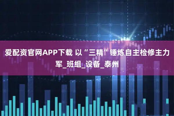 爱配资官网APP下载 以“三精”锤炼自主检修主力军_班组_设备_泰州