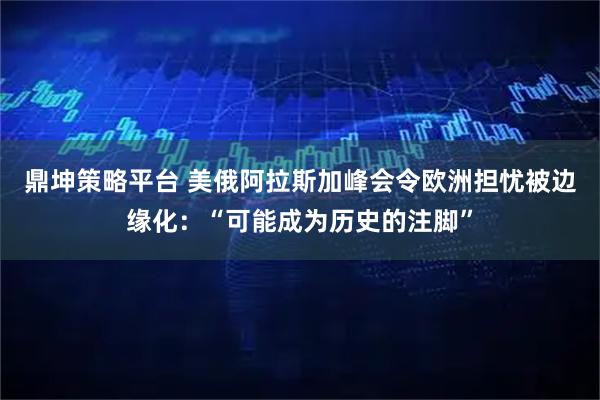 鼎坤策略平台 美俄阿拉斯加峰会令欧洲担忧被边缘化：“可能成为历史的注脚”