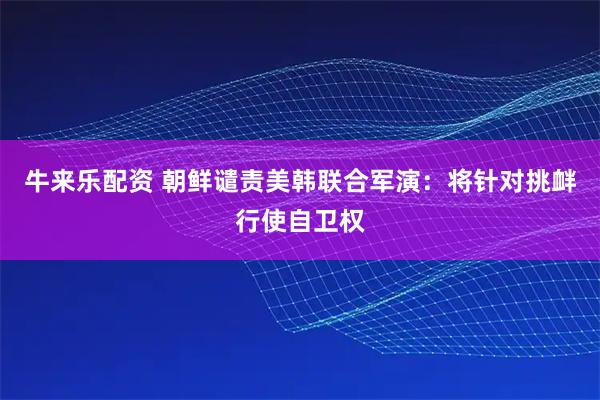 牛来乐配资 朝鲜谴责美韩联合军演：将针对挑衅行使自卫权