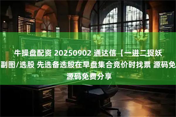 牛操盘配资 20250902 通达信【一进二捉妖备选】副图/选股 先选备选股在早盘集合竞价时找票 源码免费分享